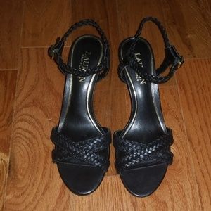 RALPH LAUREN braided crossed straps sandals